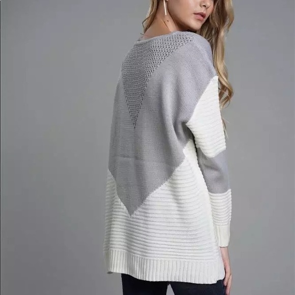 Colorblock Striped Oversized Pullover Sweater GRAY - Picture 5 of 7
